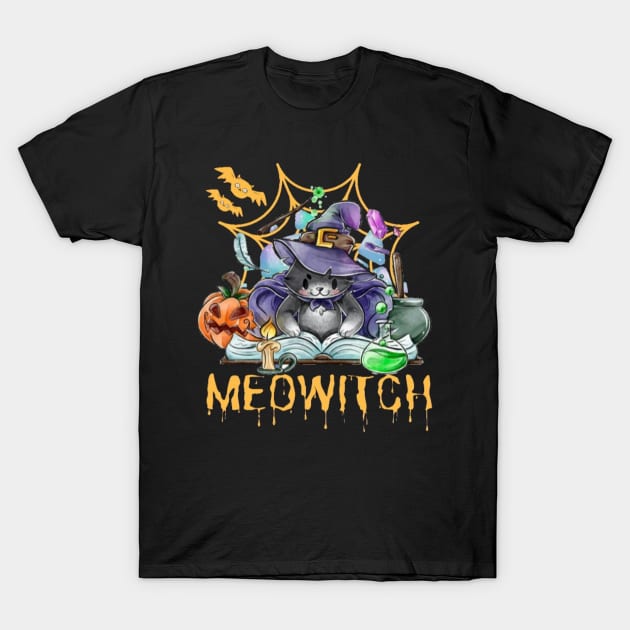 Meowitch Funny Halloween Birthday Gift idea T-Shirt by Arda